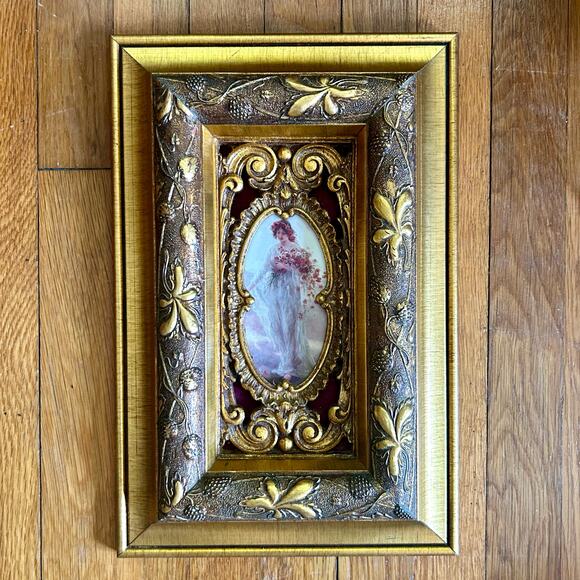 Vintage Ornate Gold Framed Print of Woman with Flowers, Victorian Style Wall Art - Picture 15 of 16
